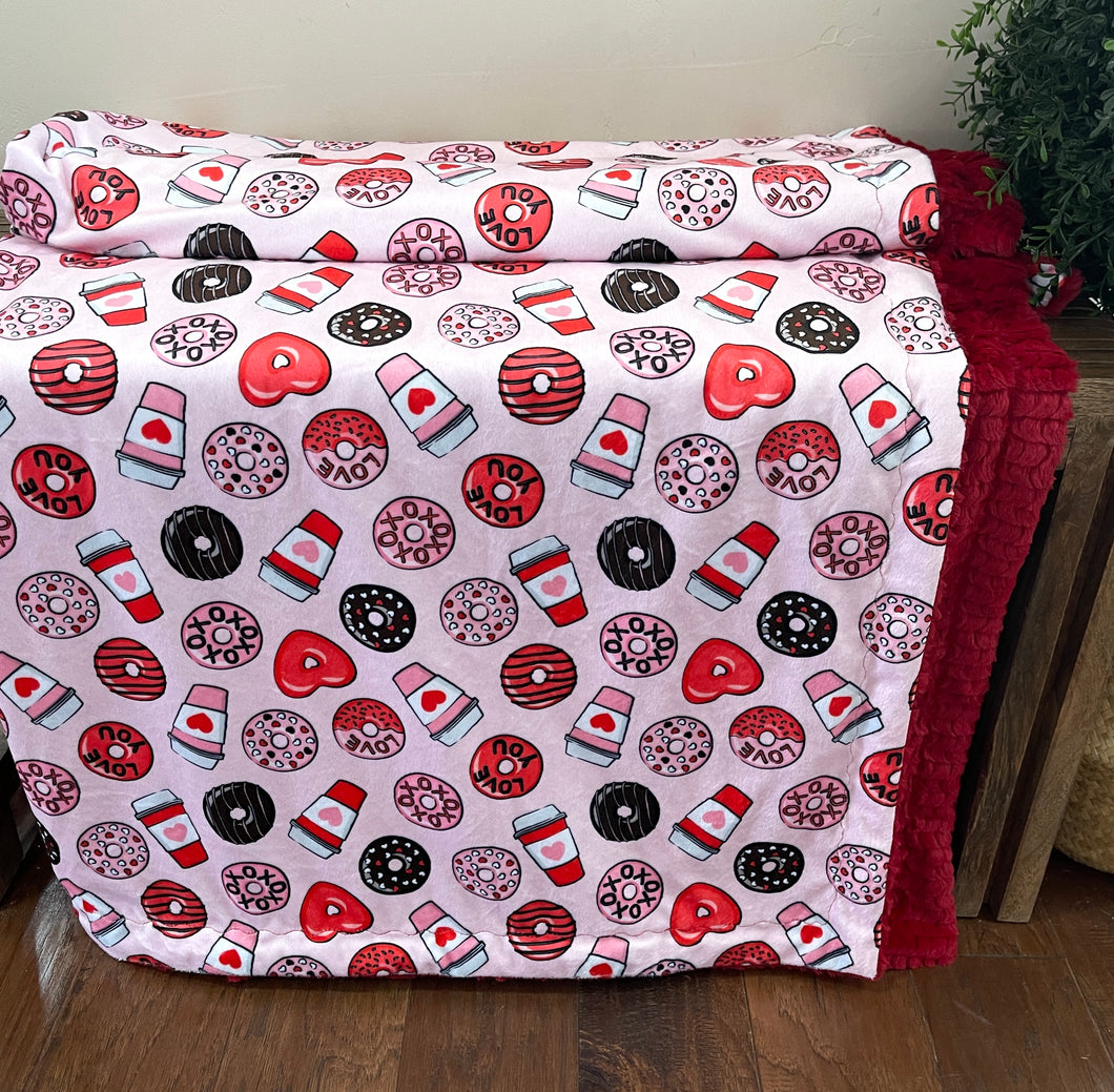 Valentines Donuts Throw Blanket *READY TO SHIP*