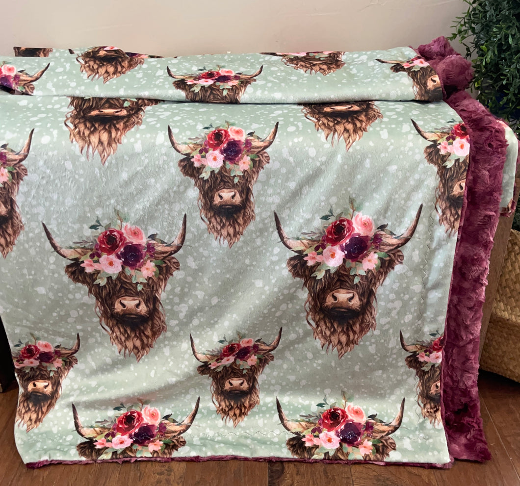 Highland Cow Print Minky Blanket *PREORDER*