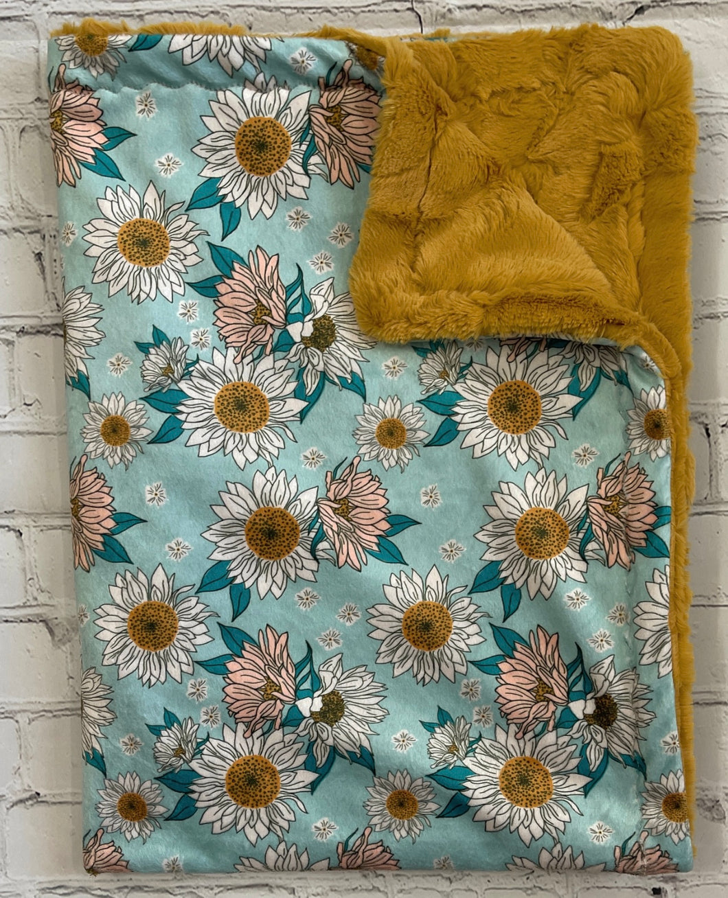 Aqua Sunflower Blanket *PREORDER*