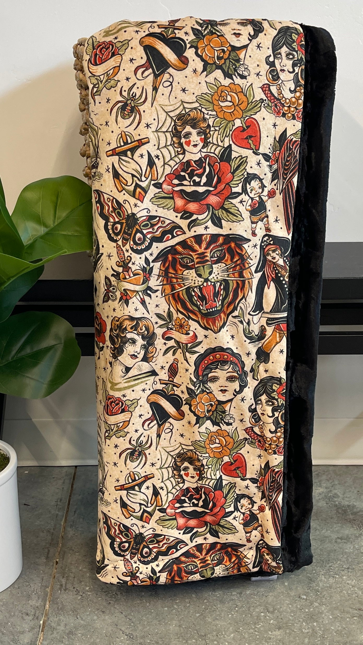 Traditional Tattoo Print Minky Blanket *PREORDER*