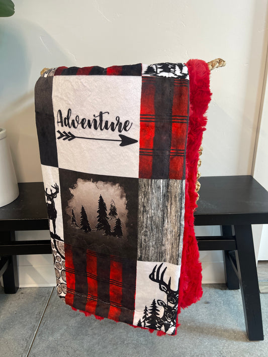 Red Adventure Deer Patchwork Snuggler *RTS*