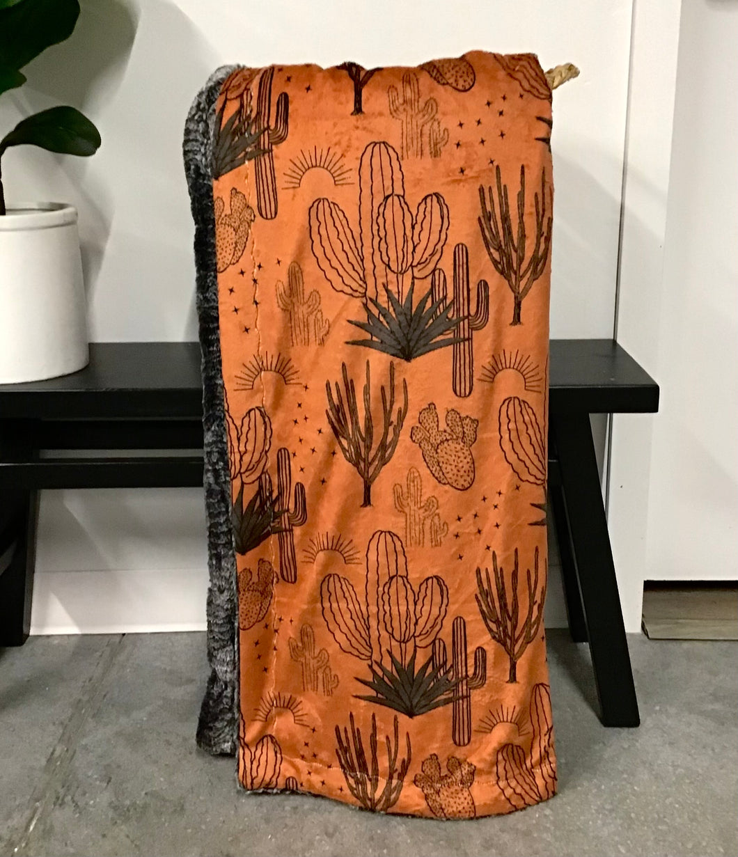Rust Cactus Throw Blanket *READY TO SHIP*