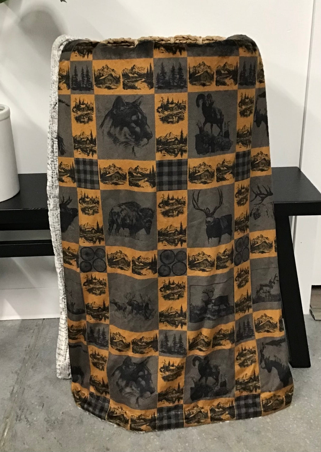 Mini Cabin / Animals Adult Blanket *READY TO SHIP*