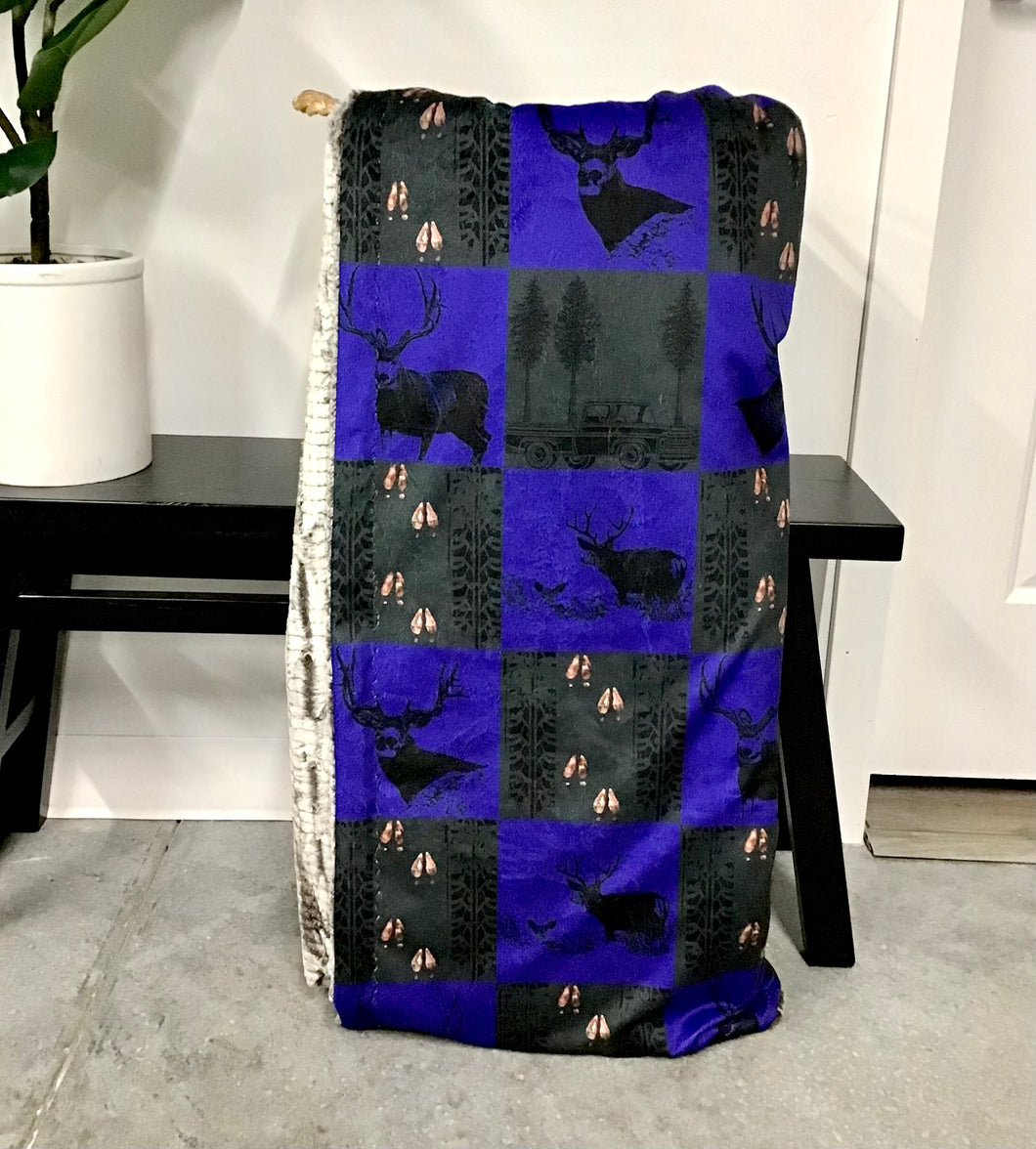 Blue hunting Patchwork Adult Blanket *READY TO SHIP*