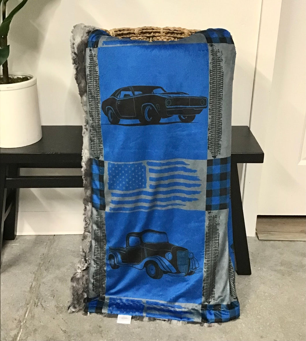 Vintage Car Patchwork Adult Blanket *READY TO SHIP*ok