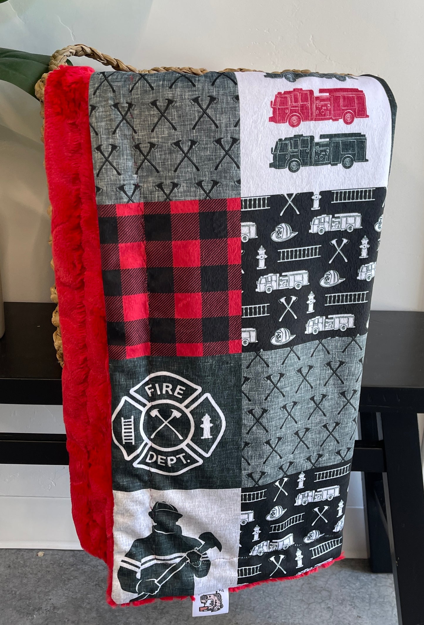 Firefighting Patchwork Red Snuggler *RTS*