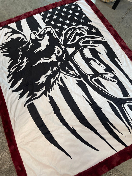 American Flag Elk Panel Throw *RTS*