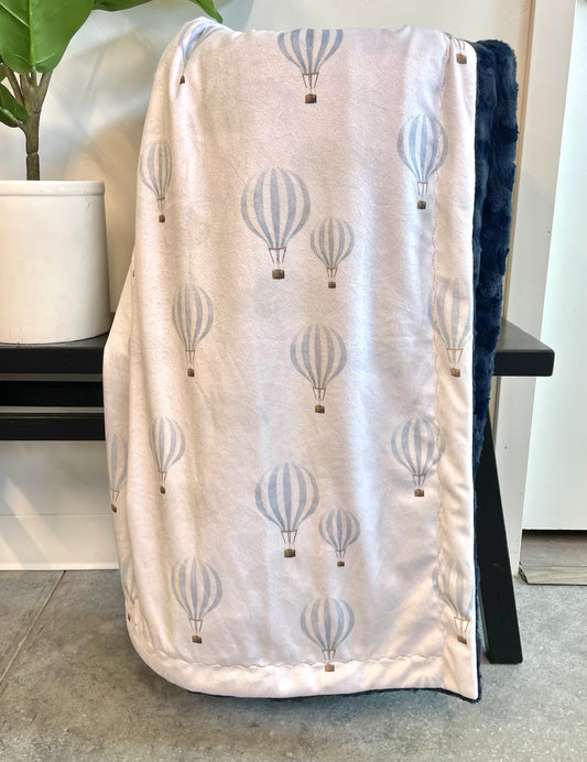 Blue Hot Air Balloons Throw *RTS*