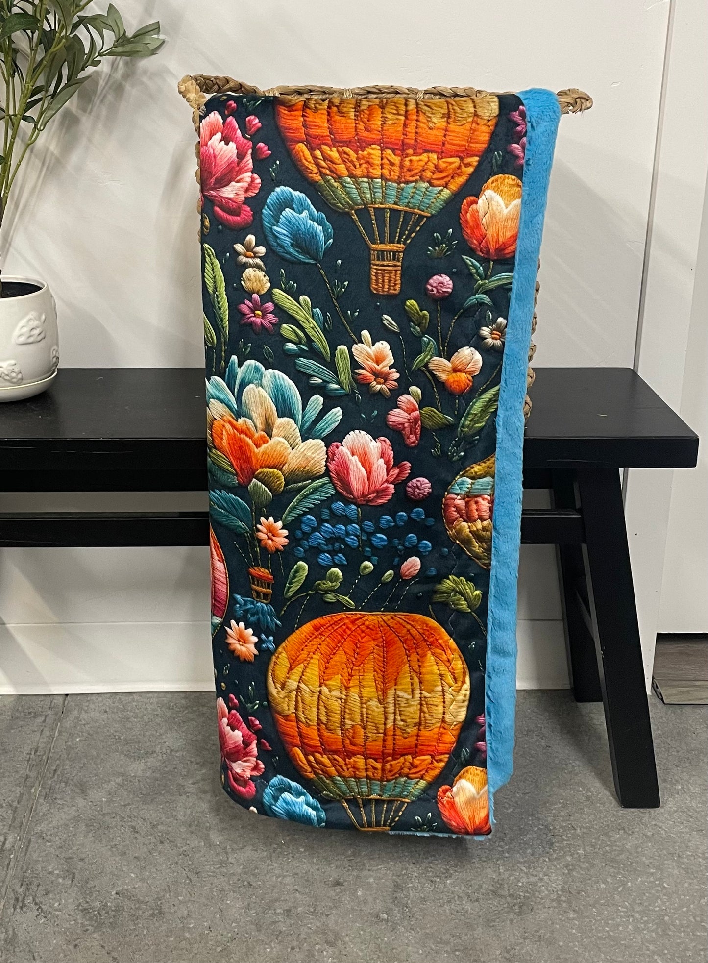 Embroidered Hot Air Balloons Snuggler *READY TO SHIP*