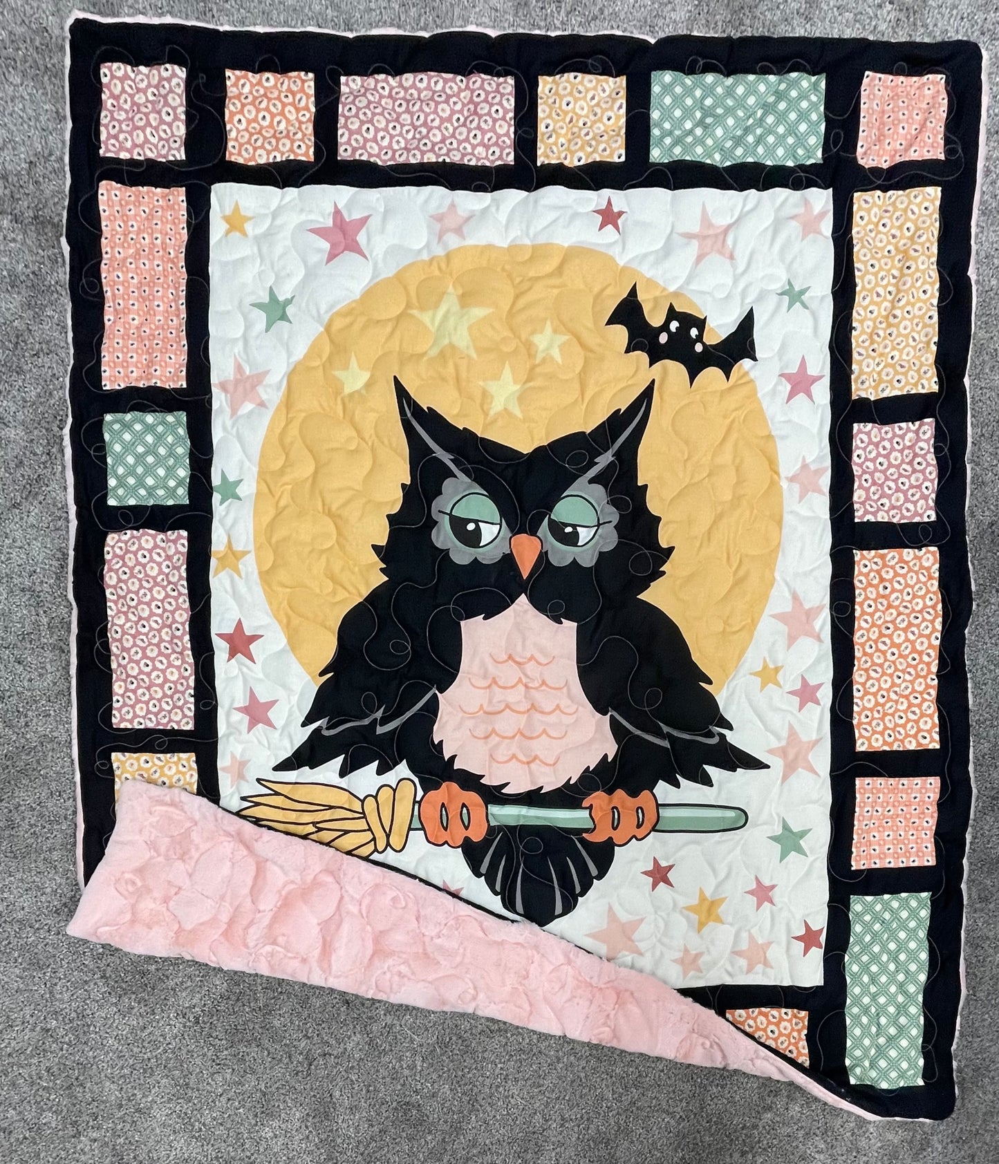Quilted Cotton Pieced Ghost Small Throw Blanket *READY TO SHIP*