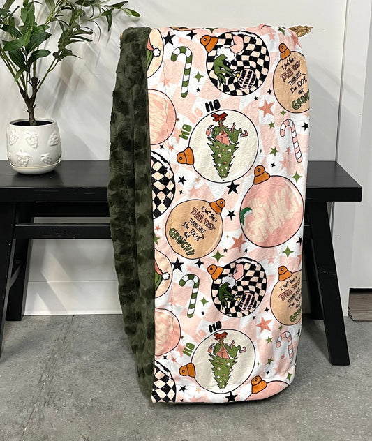 Pink & Green Ornaments Throw *RTS*