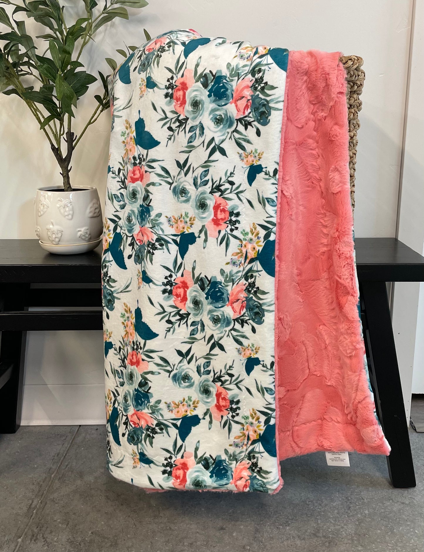 Coral Floral Butterfly Throw *RTS*