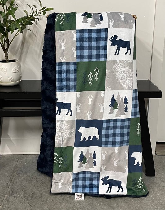 Patchwork Cabin Navy Throw *RTS*
