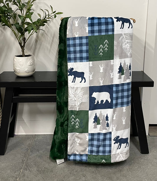 Patch Cabin Navy Adult Blanket *READY TO SHIP*