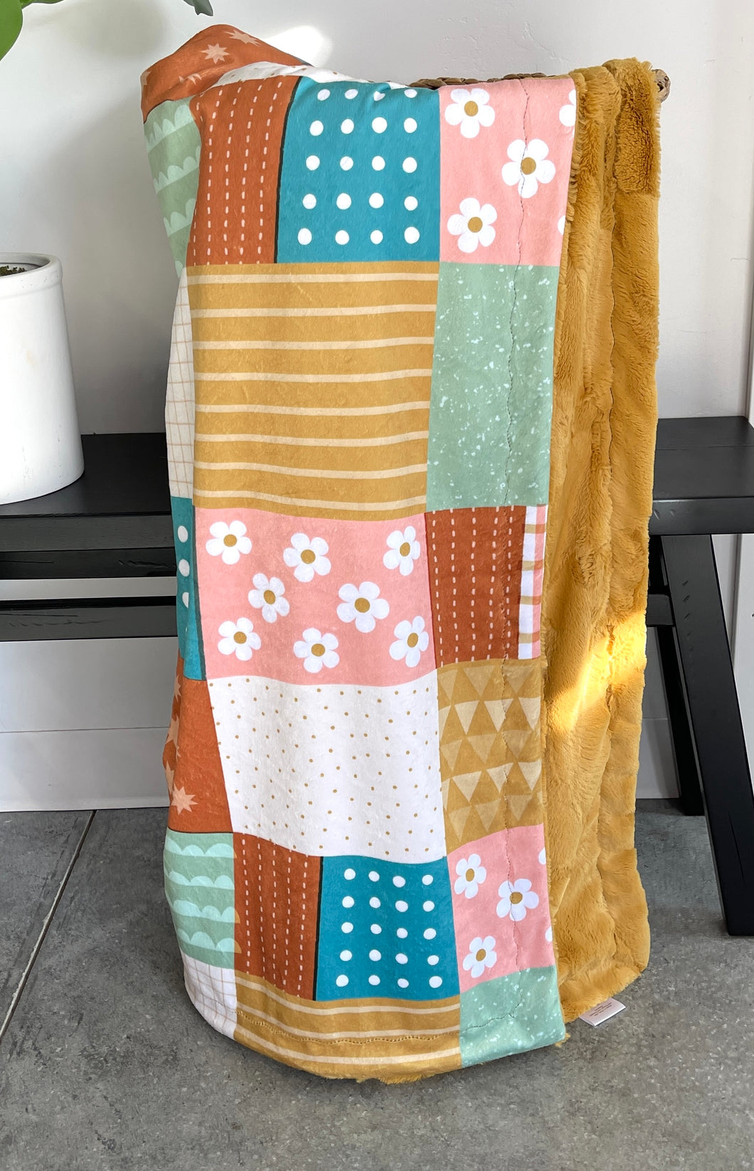 Cute Boho Patchwork Throw Blanket *READY TO SHIP*