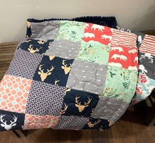 Load image into Gallery viewer, Woodland Cotton Pieced Top Quilted Crib Blanket *READY TO SHIP*
