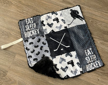 Load image into Gallery viewer, Eat, Sleep, Hockey Lovey Blanket *READY TO SHIP*
