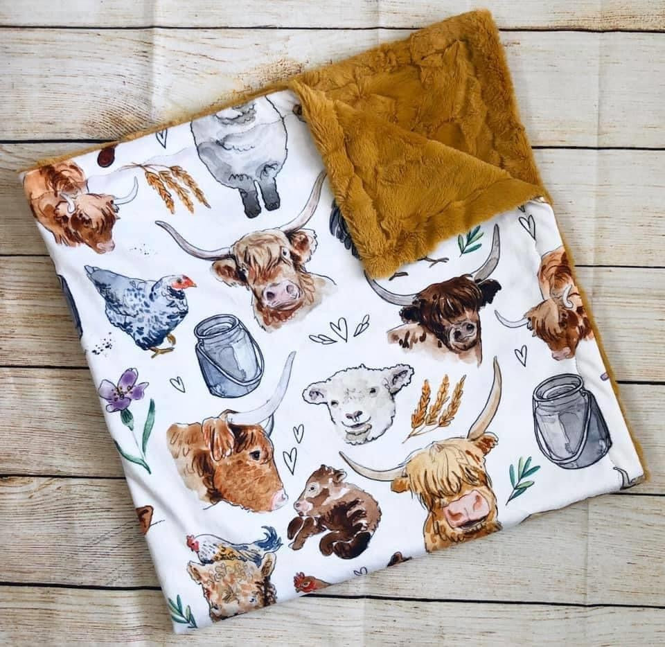 Highland Cow Print Minky Blanket *PREORDER*