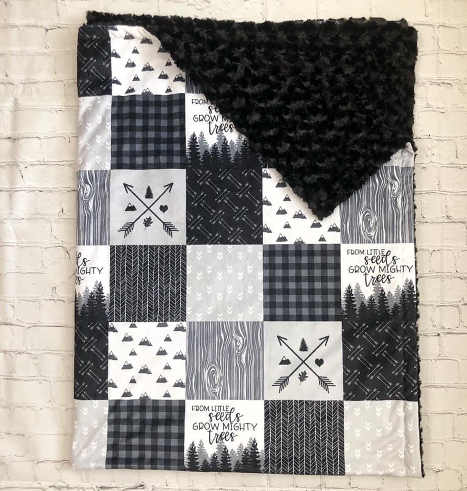 Mighty Trees Patchwork Minky Blanket *PREORDER*