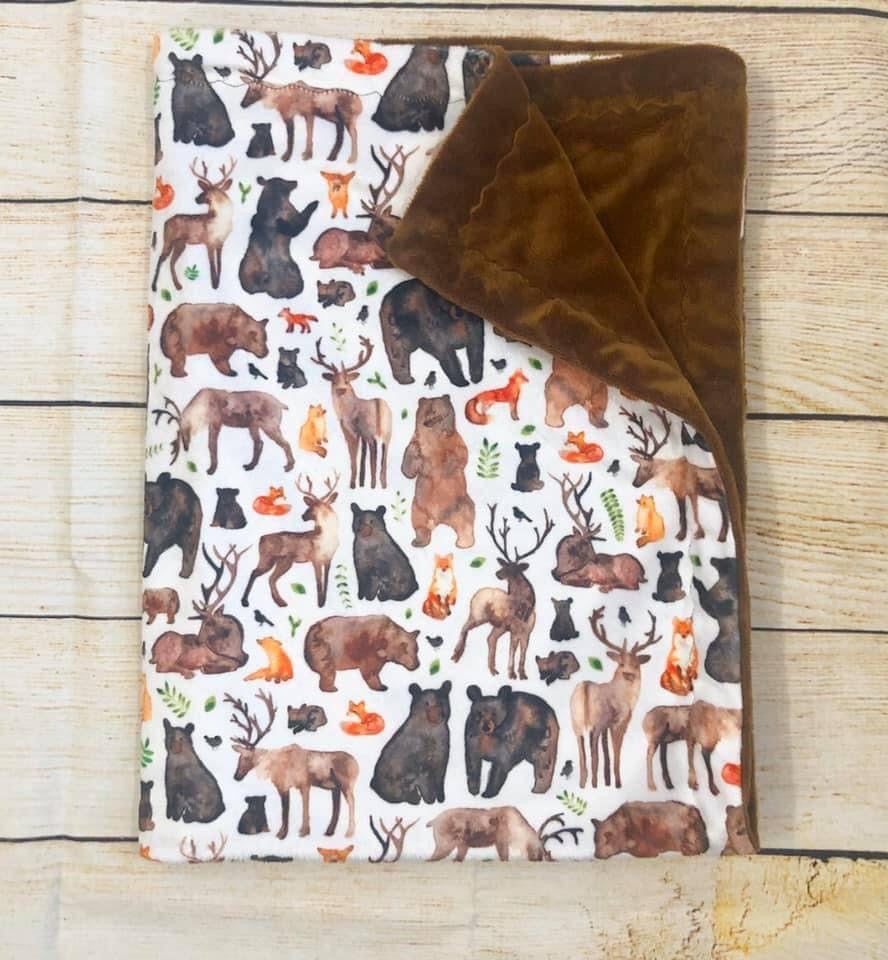 Woodland Animals Minky Blanket *PREORDER*