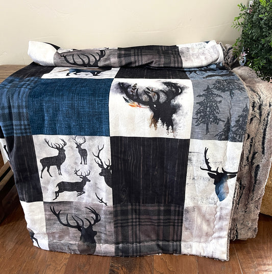 Navy Elk Minky Blanket *PREORDER*