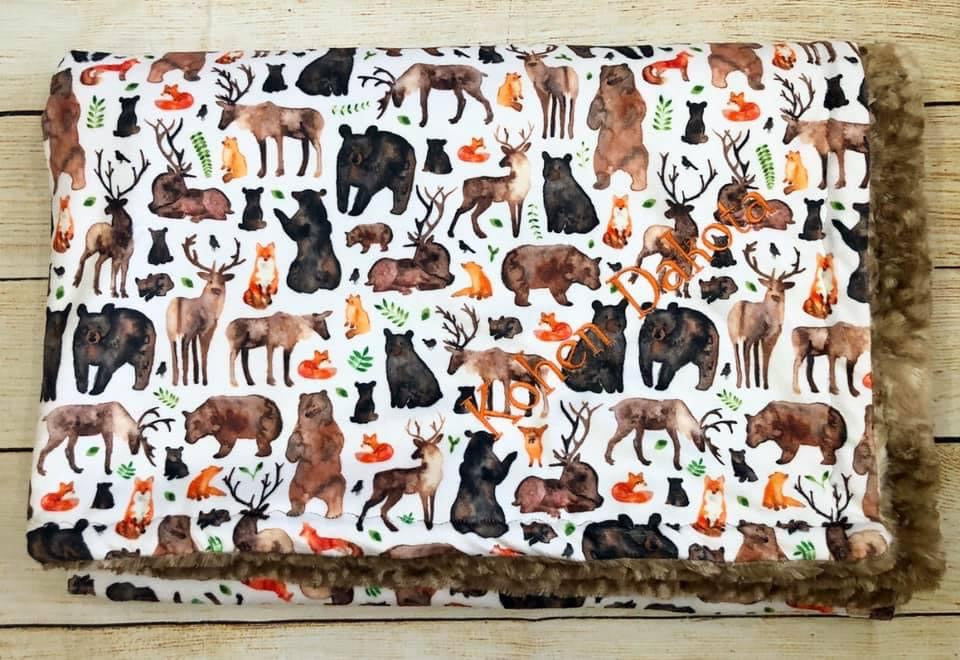 Woodland Animals Minky Blanket *PREORDER*